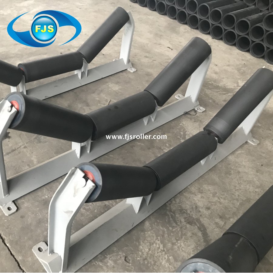 customized carring idler, rubber coated belt conveyor roller, conveyor impact roller